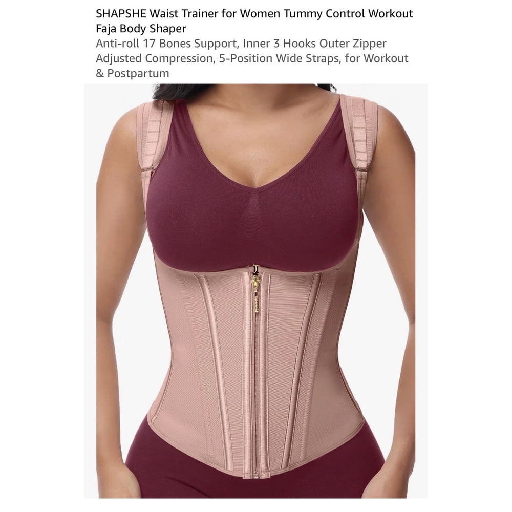SHAPSHE Waist Trainer for Women Tummy Control Workout Faja Body Shaper XL Nude